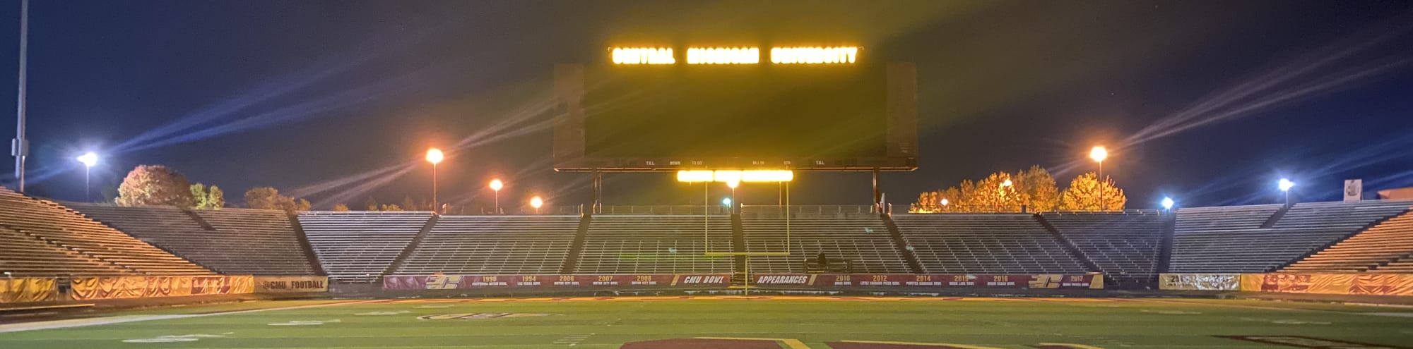 empty football stadium at night under the lights Harrisburg